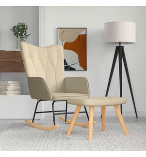 Chaise à bascule avec repose-pied Crème Tissu