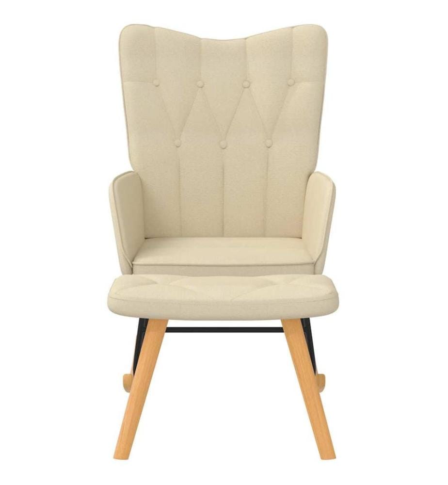 Chaise à bascule avec repose-pied Crème Tissu