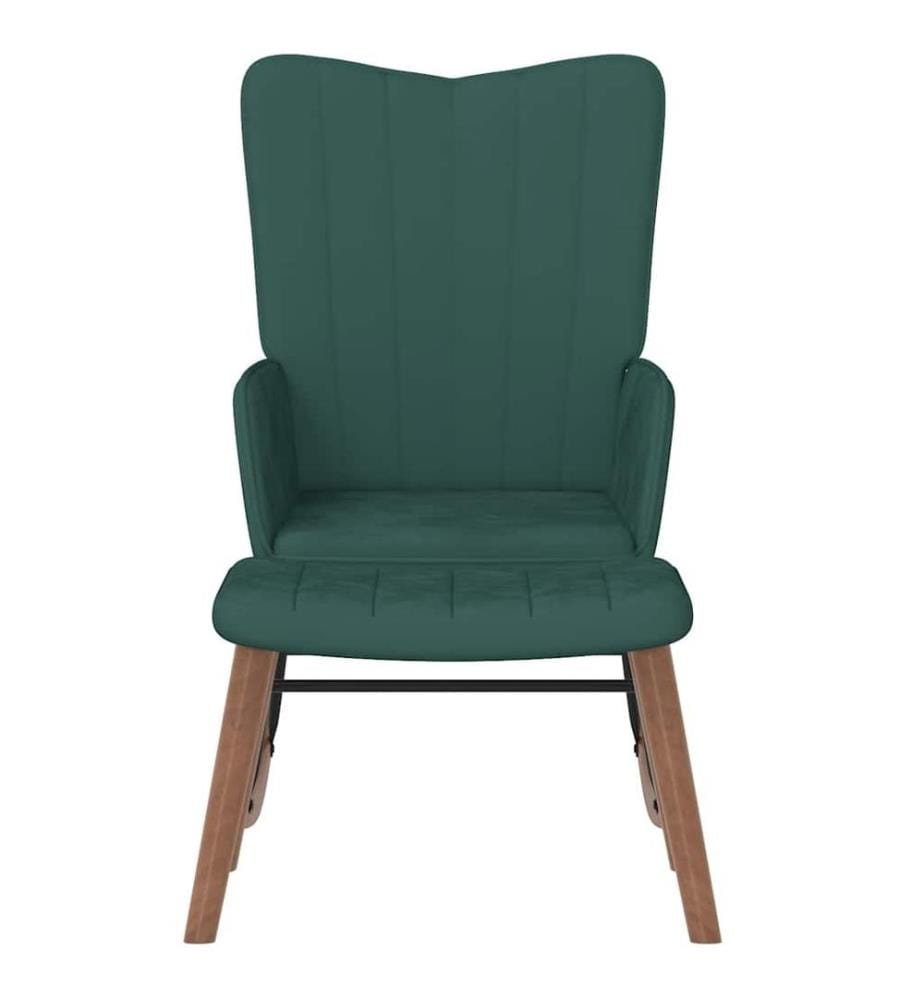 Chaise à bascule avec repose-pied Vert foncé Velours