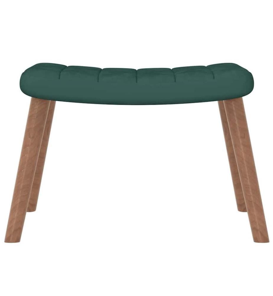 Chaise à bascule avec repose-pied Vert foncé Velours