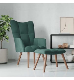 Chaise de relaxation avec repose-pied Vert foncé Velours