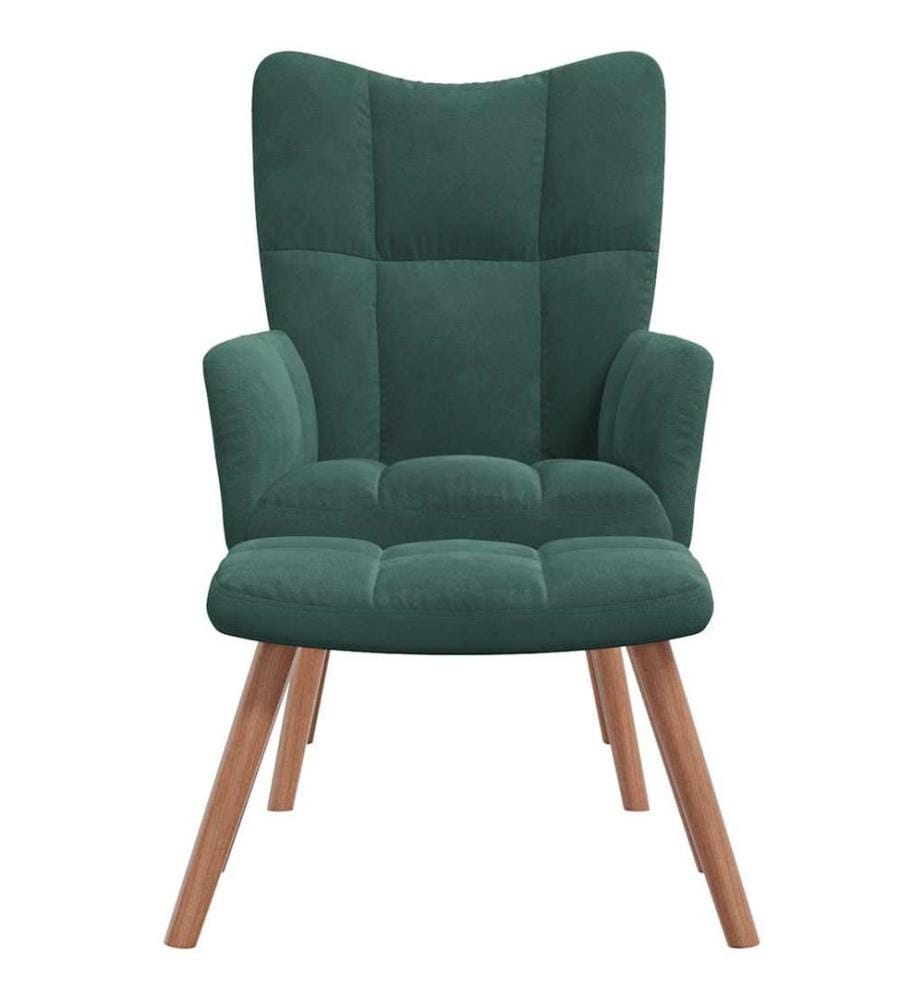 Chaise de relaxation avec repose-pied Vert foncé Velours