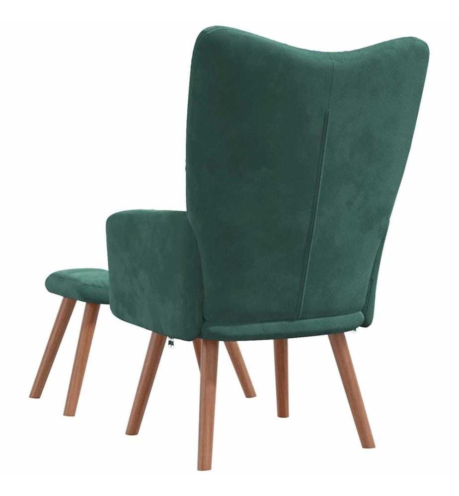 Chaise de relaxation avec repose-pied Vert foncé Velours