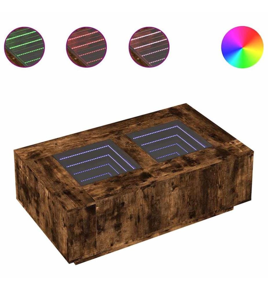 Couchtisch mit Infinity-LED Räuchereiche 116x69x40 cm