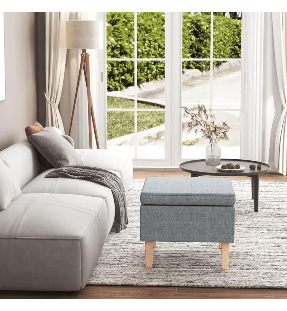 Tabouret avec pieds en bois Gris clair Tissu