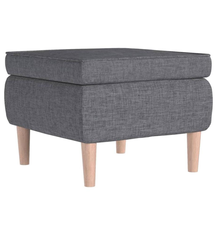 Hocker mit Holzbeinen Hellgrau Stoff
