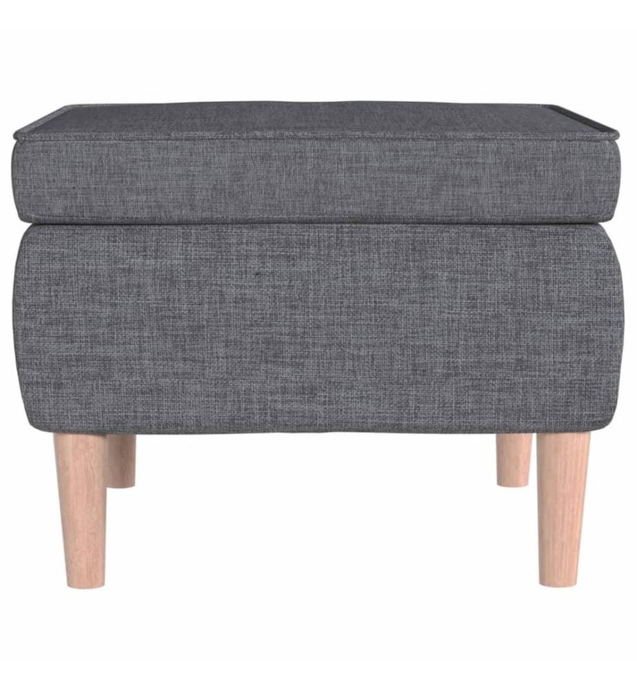 Hocker mit Holzbeinen Hellgrau Stoff