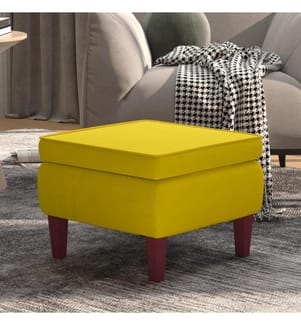 Tabouret avec pieds en bois Jaune Velours