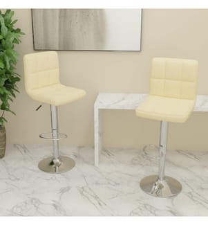 Tabourets de bar lot de 2 crème tissu