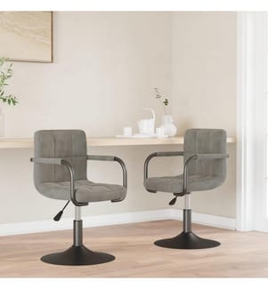 Chaises pivotantes à manger lot de 2 gris clair velours