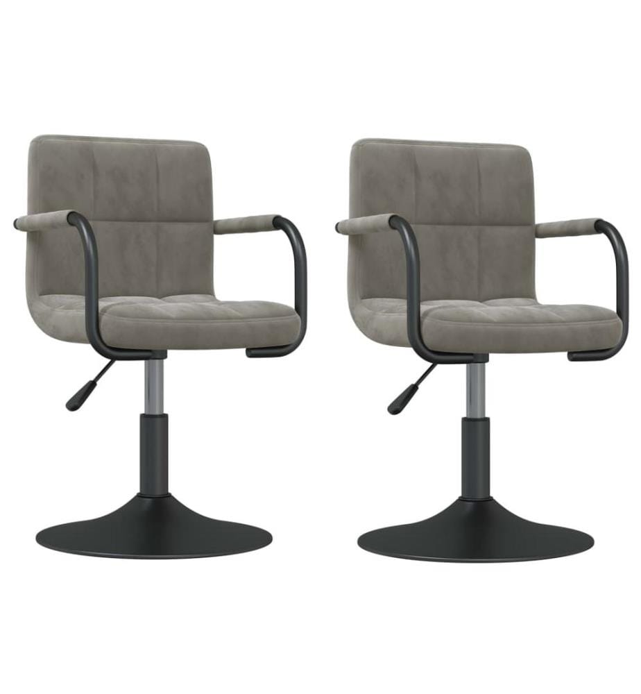 Chaises pivotantes à manger lot de 2 gris clair velours
