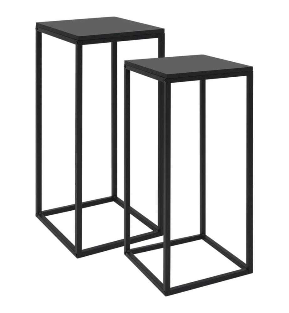 Tables d'appoint 2 pcs Noir Acier