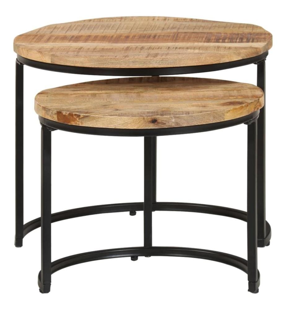 Tables gigognes 2 pcs Bois de manguier brut