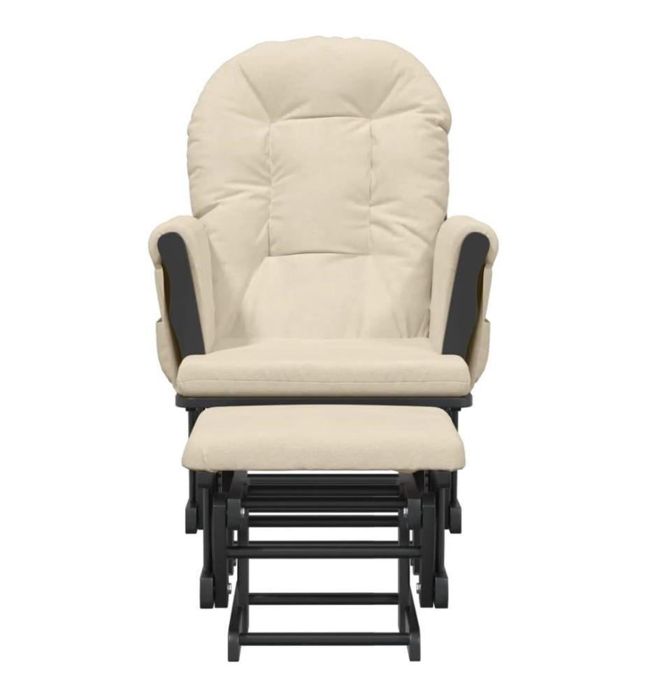 Chaise berçante avec repose-pied Blanc crème Tissu