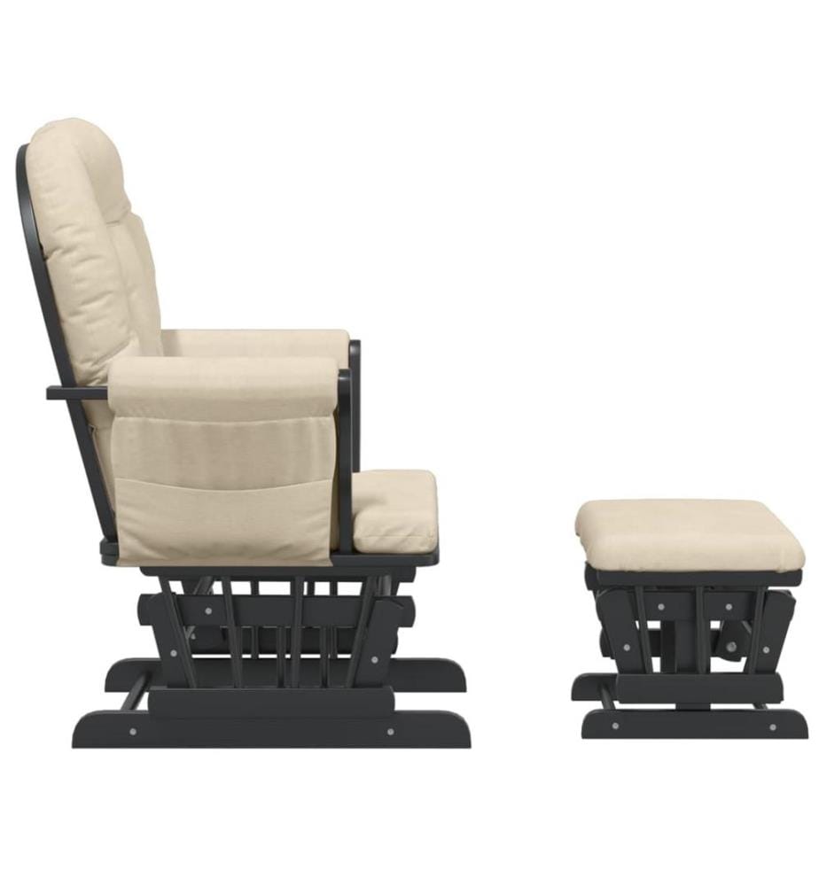 Chaise berçante avec repose-pied Blanc crème Tissu