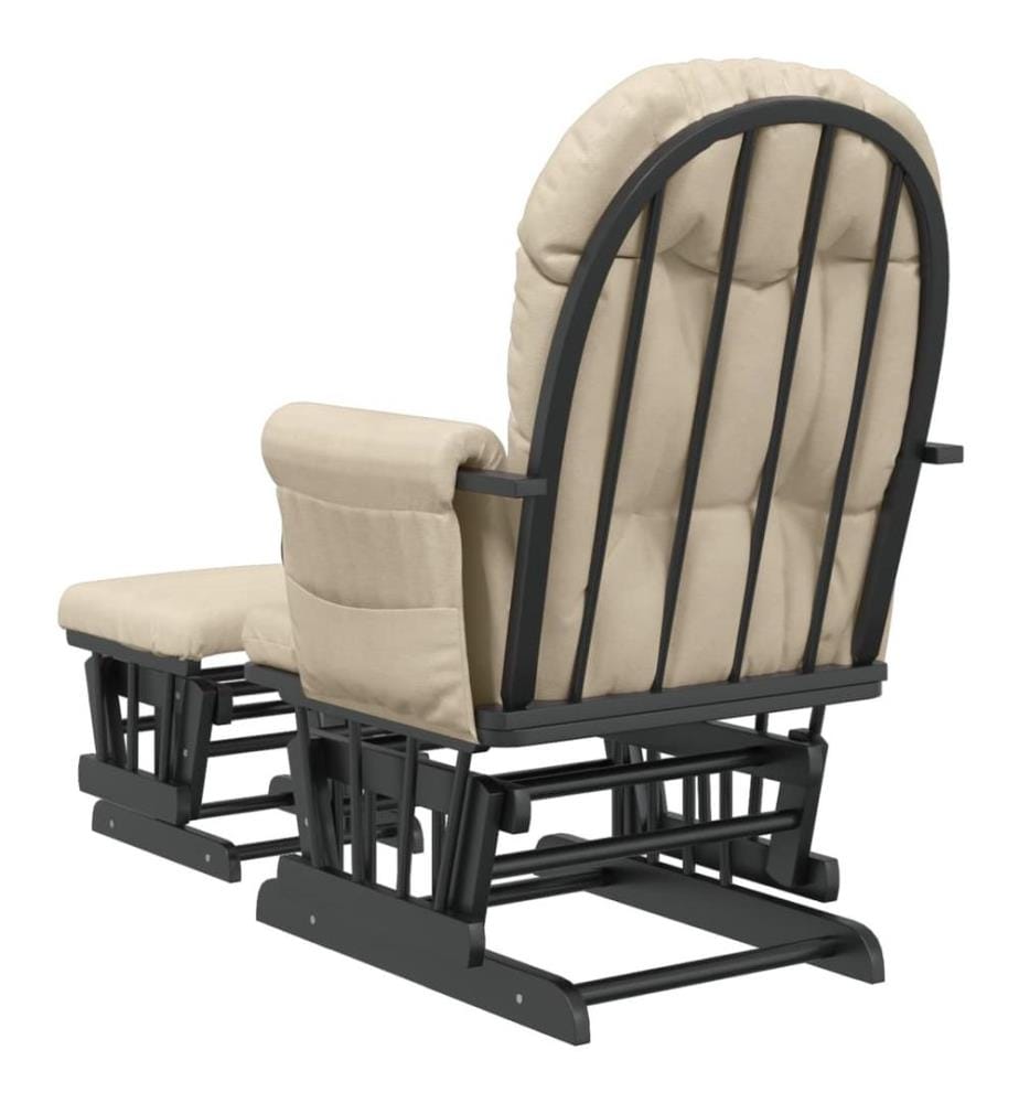 Chaise berçante avec repose-pied Blanc crème Tissu