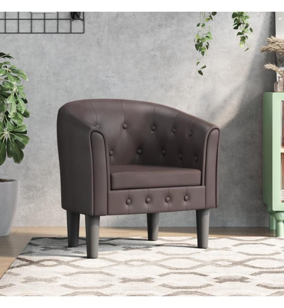 Chaise cabriolet marron similicuir