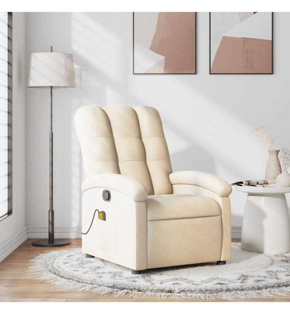 Fauteuil de massage inclinable Crème Tissu
