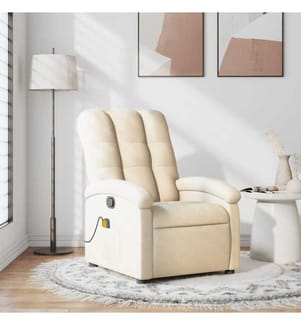 Fauteuil de massage inclinable Crème Tissu