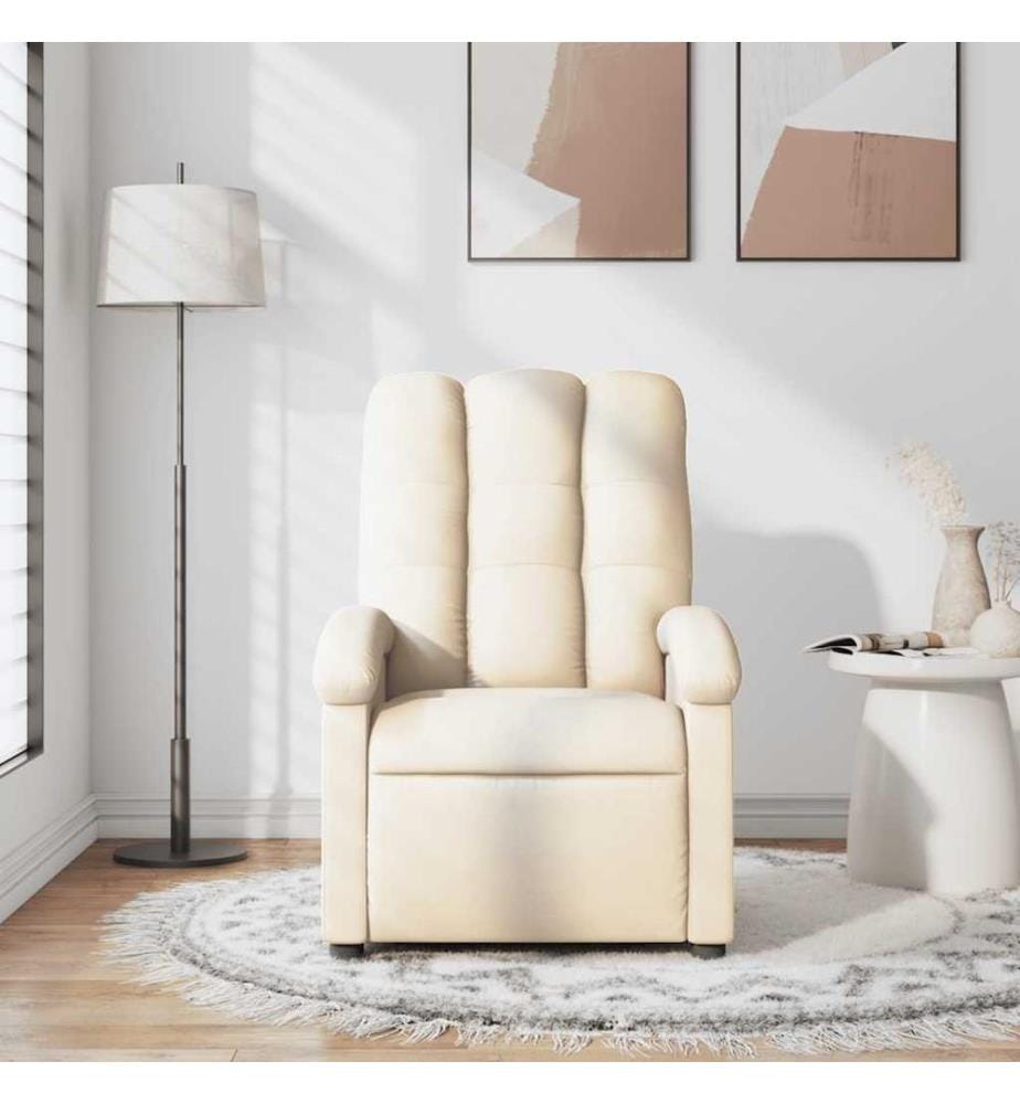 Fauteuil de massage inclinable Crème Tissu