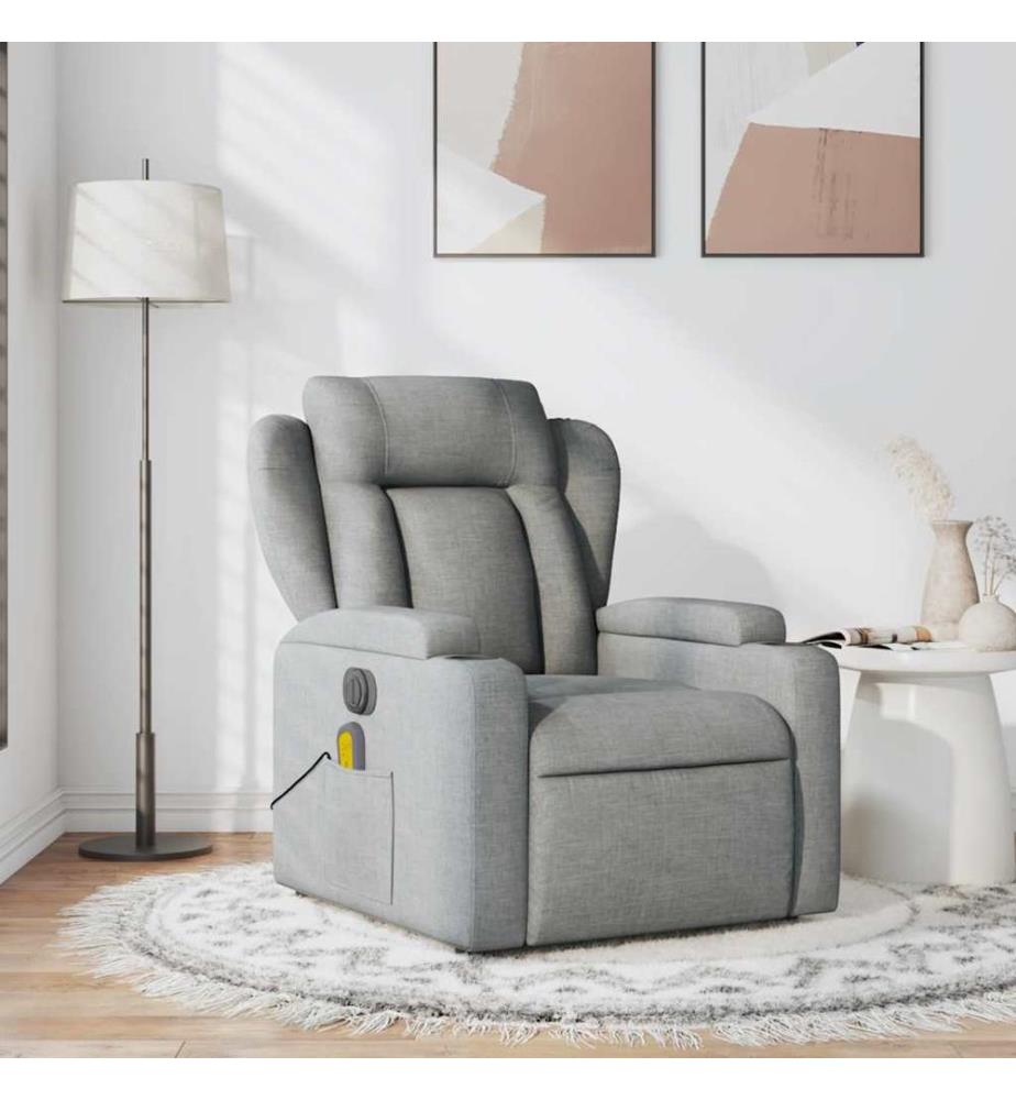 Fauteuil de massage inclinable Gris clair Tissu