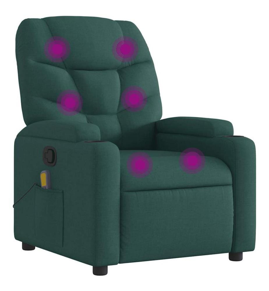 Fauteuil de massage inclinable Vert foncé Tissu