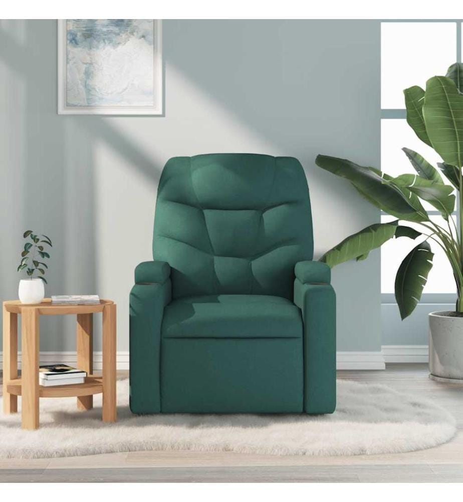 Fauteuil de massage inclinable Vert foncé Tissu