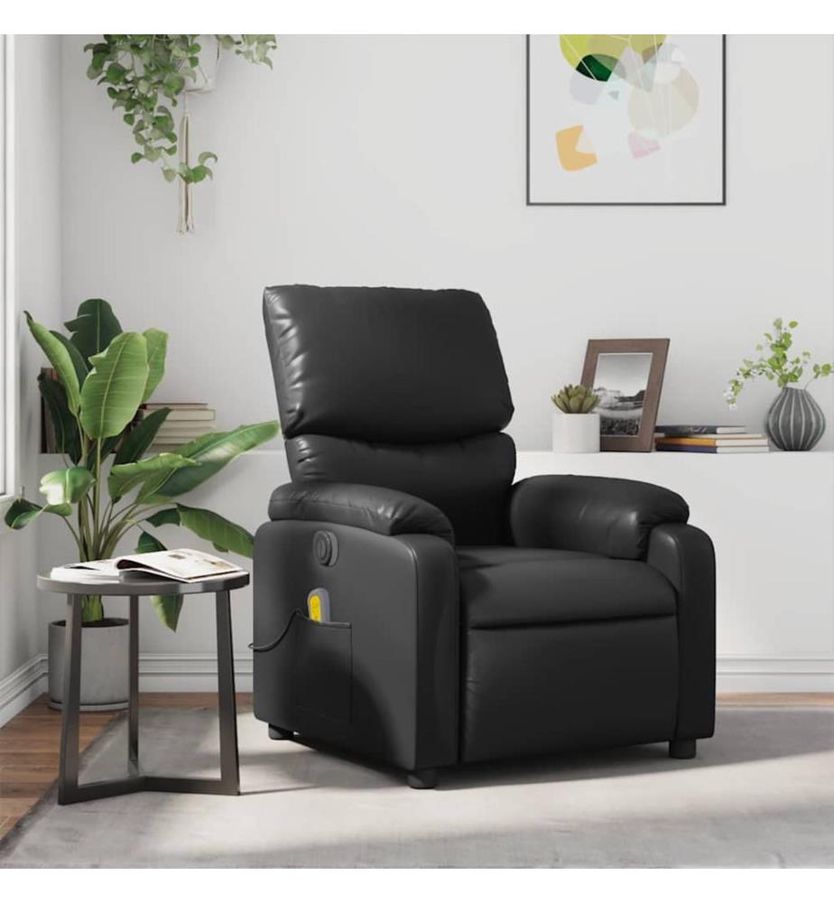 Fauteuil de massage inclinable Noir Similicuir
