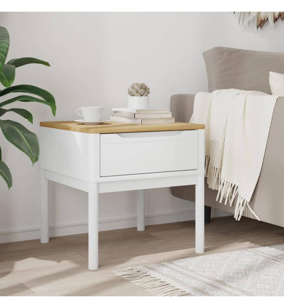 Lampentisch FLORO Weiss 55x55x54 cm Massivholz Kiefer
