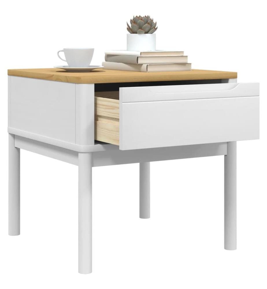 Lampentisch FLORO Weiss 55x55x54 cm Massivholz Kiefer