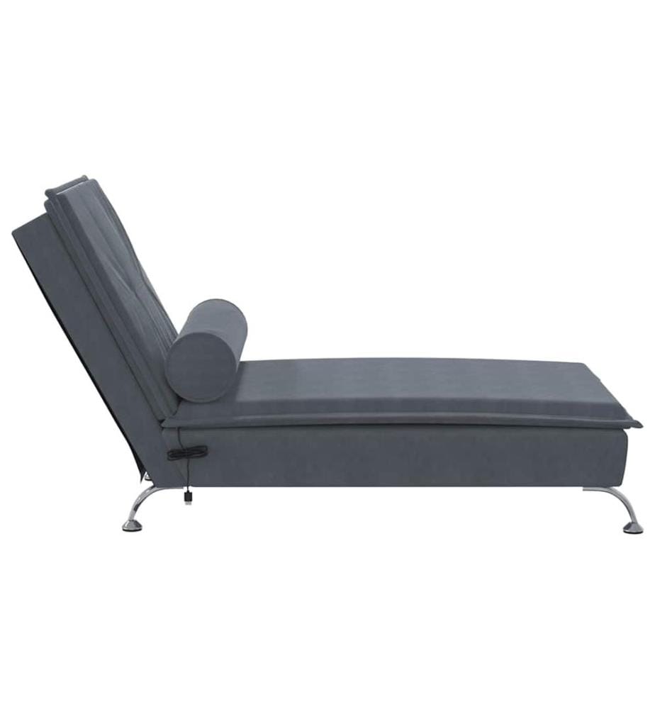 Massage-Chaiselongue mit Nackenrolle Dunkelgrau Samt