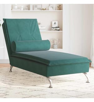 Chaise longue de massage avec traversin vert foncé velours