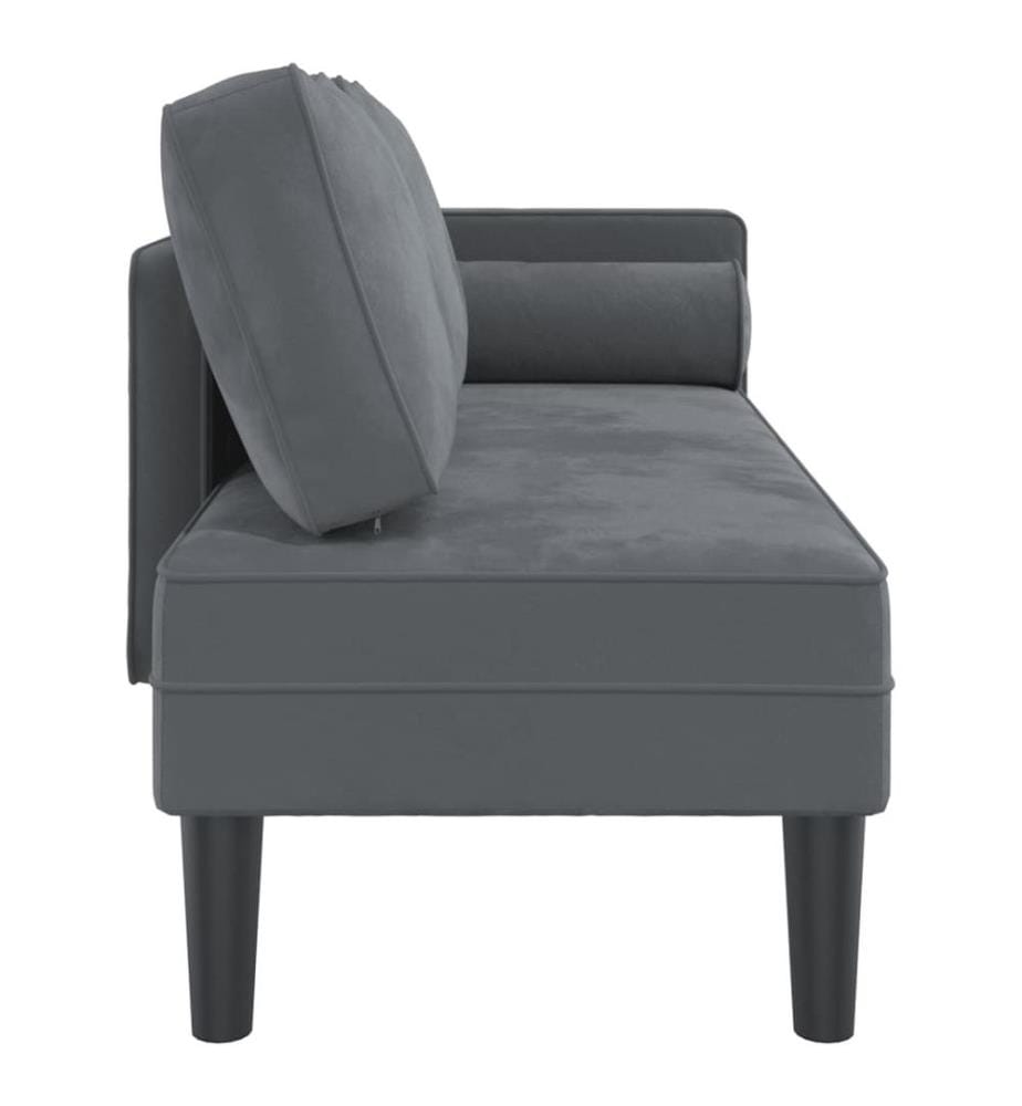 Chaiselongue mit Kissen Dunkelgrau Samt
