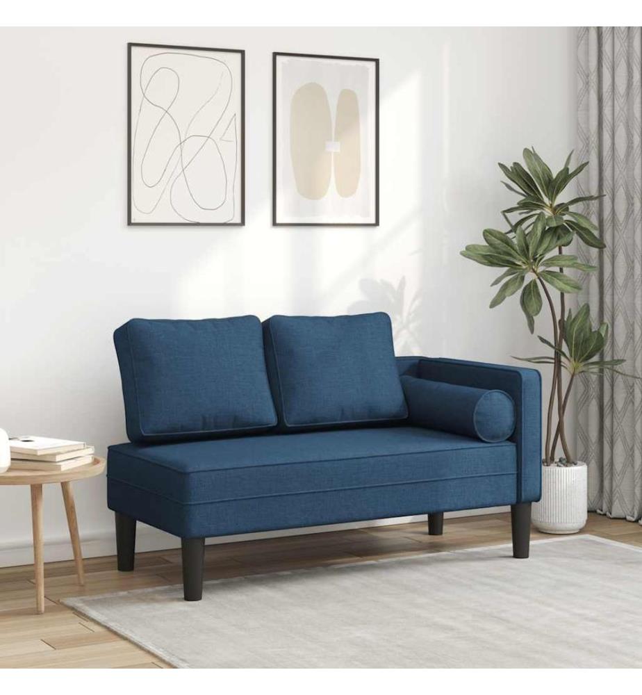 Chaise longue avec coussins bleu tissu