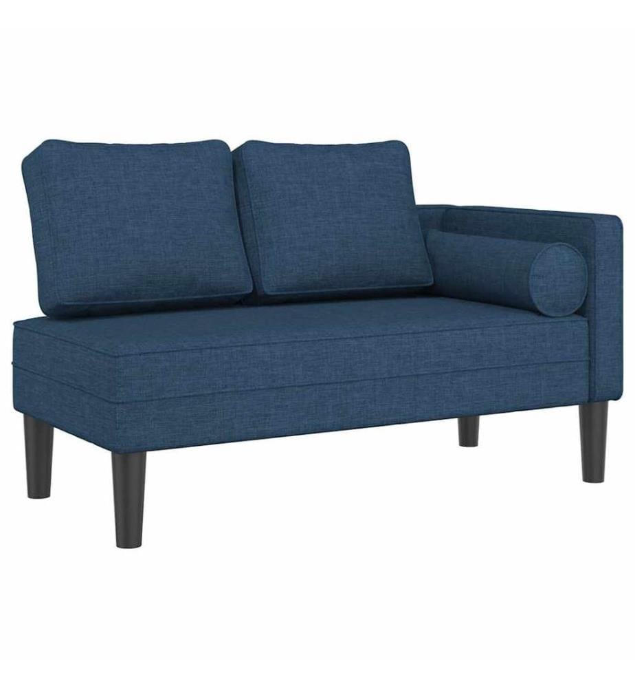 Chaise longue avec coussins bleu tissu
