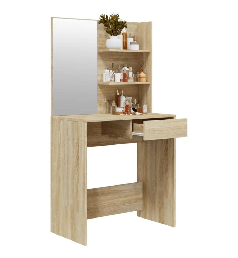 Coiffeuse avec miroir Chêne sonoma 74,5x40x141 cm