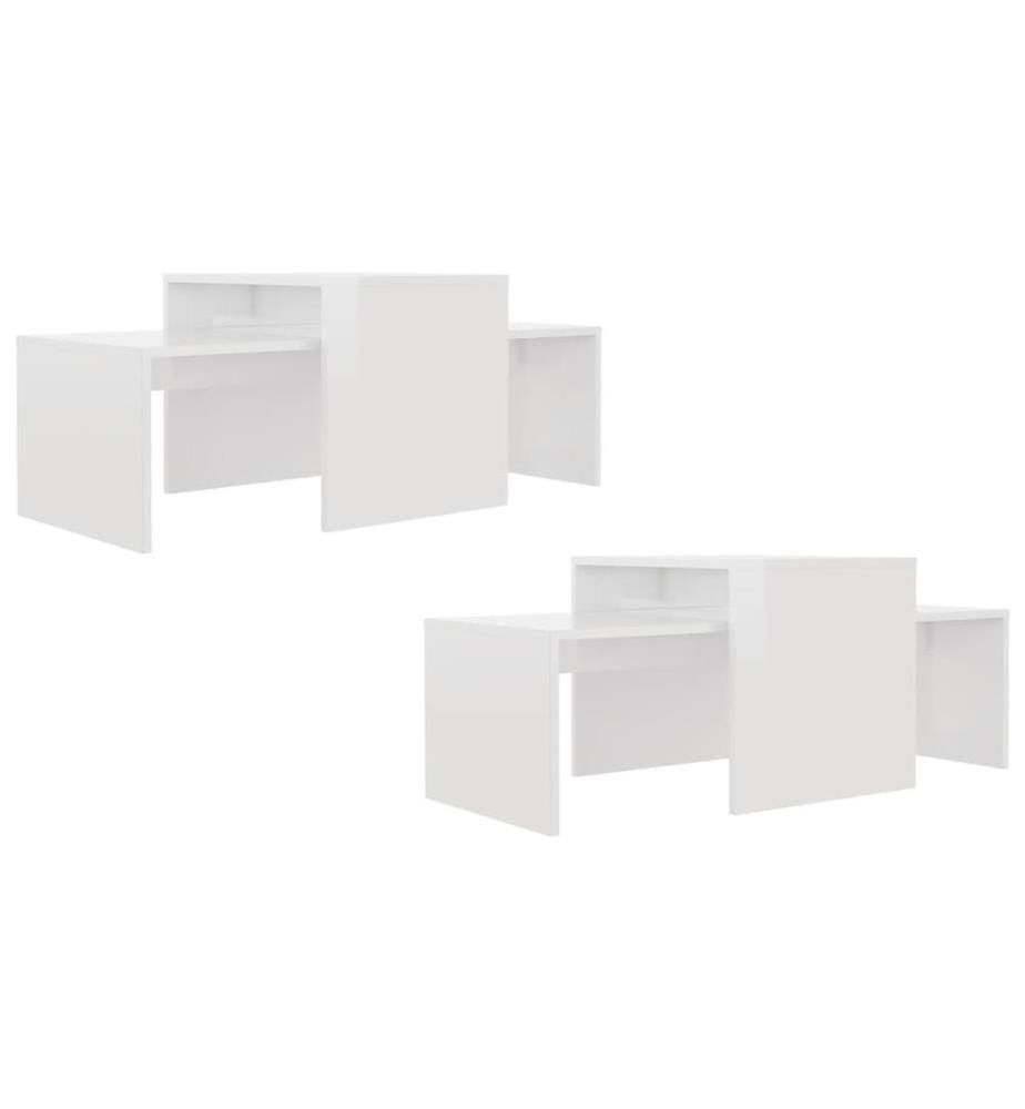 Ensemble de table basse Blanc brillant Bois d'ingénierie