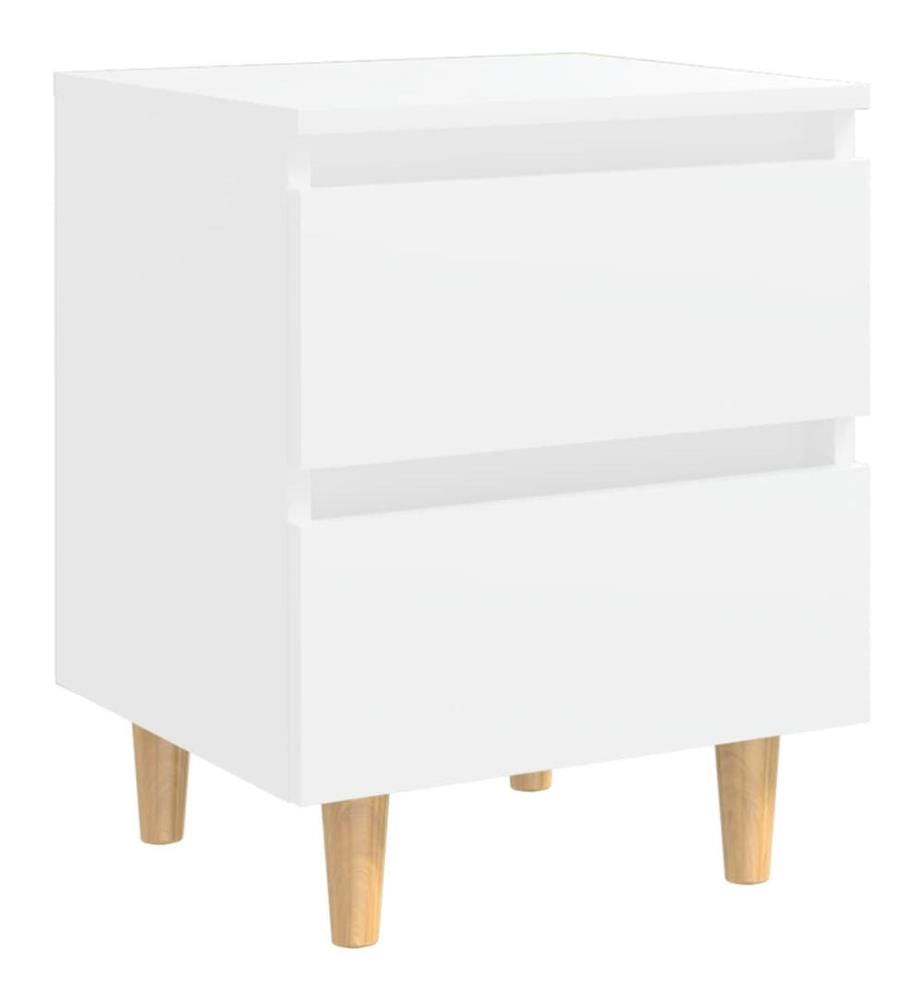 Nachttische 2 Stk. mit Kiefernholz-Beinen Weiss 40x35x50 cm