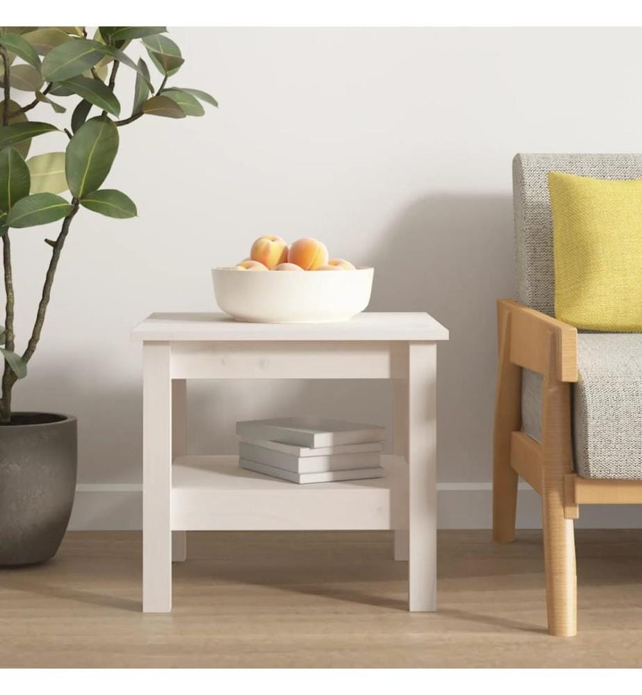 Table basse blanche 45 x 45 x 40 cm Bois de pin massif
