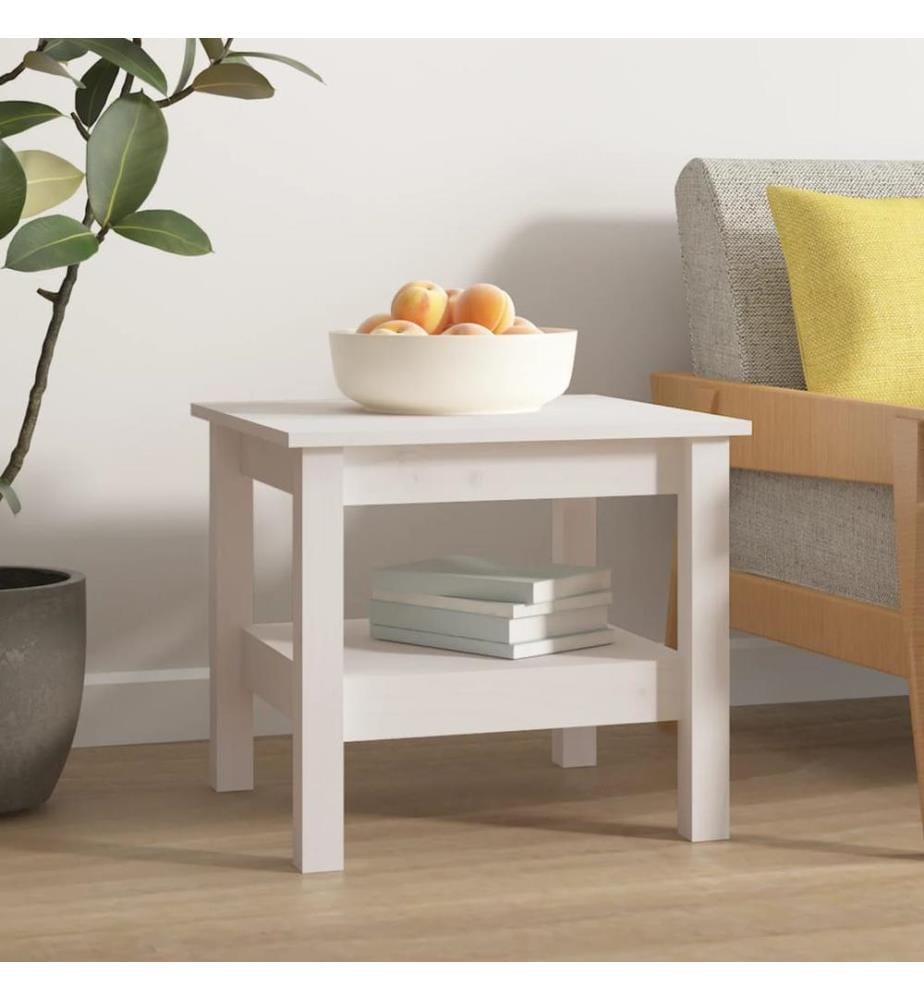 Table basse blanche 45 x 45 x 40 cm Bois de pin massif