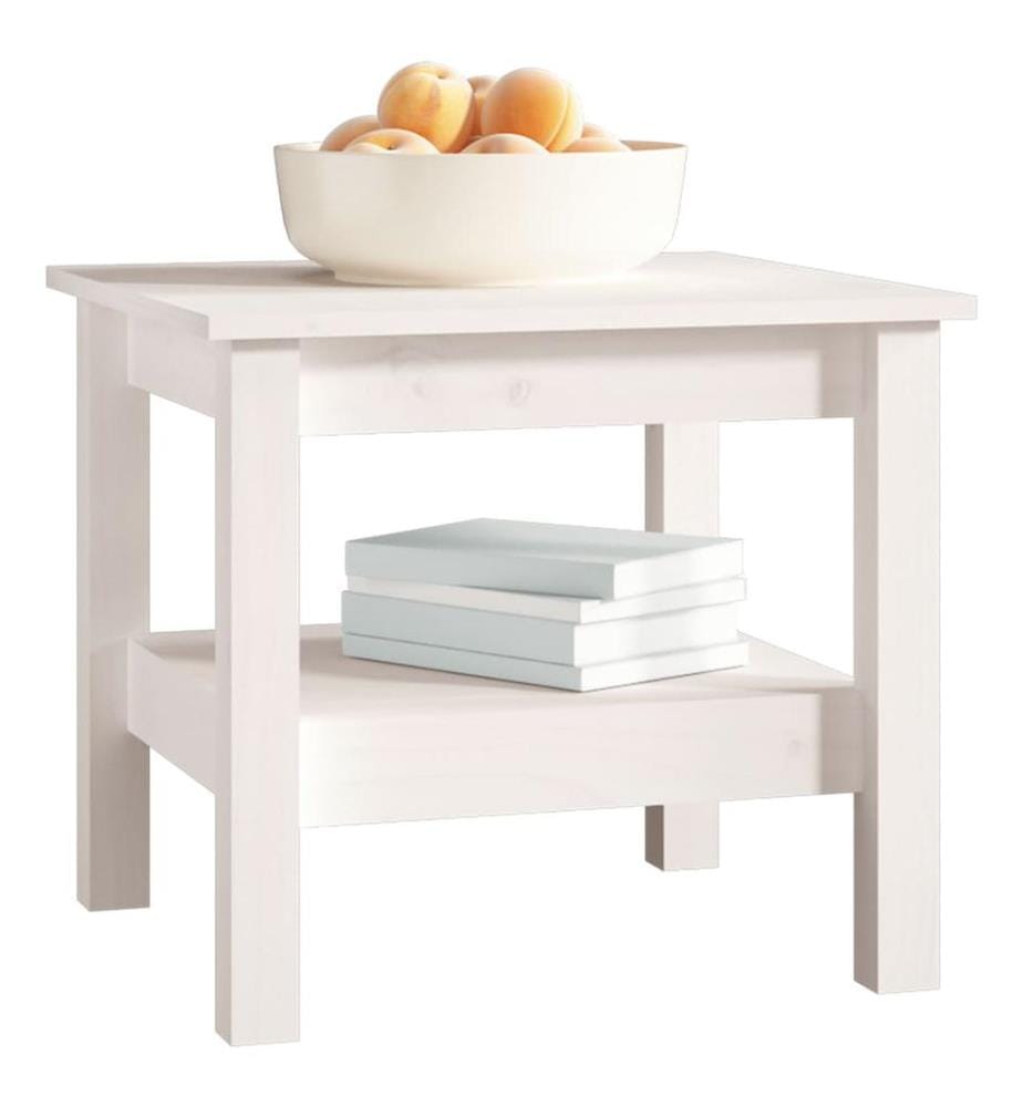 Table basse blanche 45 x 45 x 40 cm Bois de pin massif