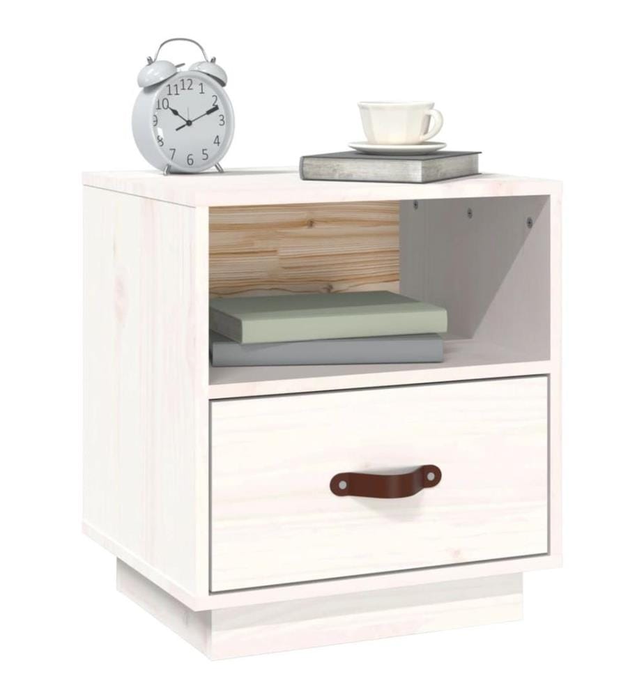 Nachttische 2 Stk. Weiss 40x34x45 cm Massivholz Kiefer