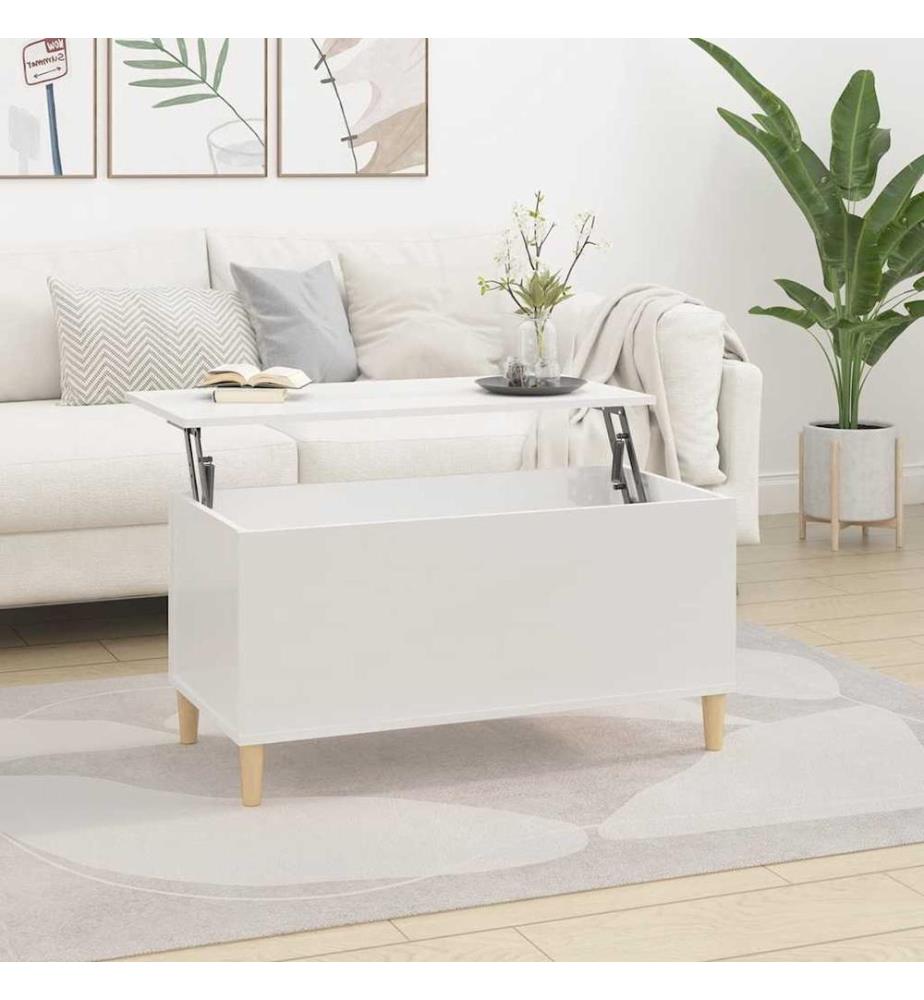 Couchtisch Hochglanz-Weiss 90x44,5x45 cm Holzwerkstoff
