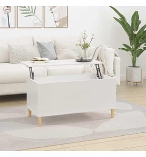 Couchtisch Hochglanz-Weiss 90x44,5x45 cm Holzwerkstoff