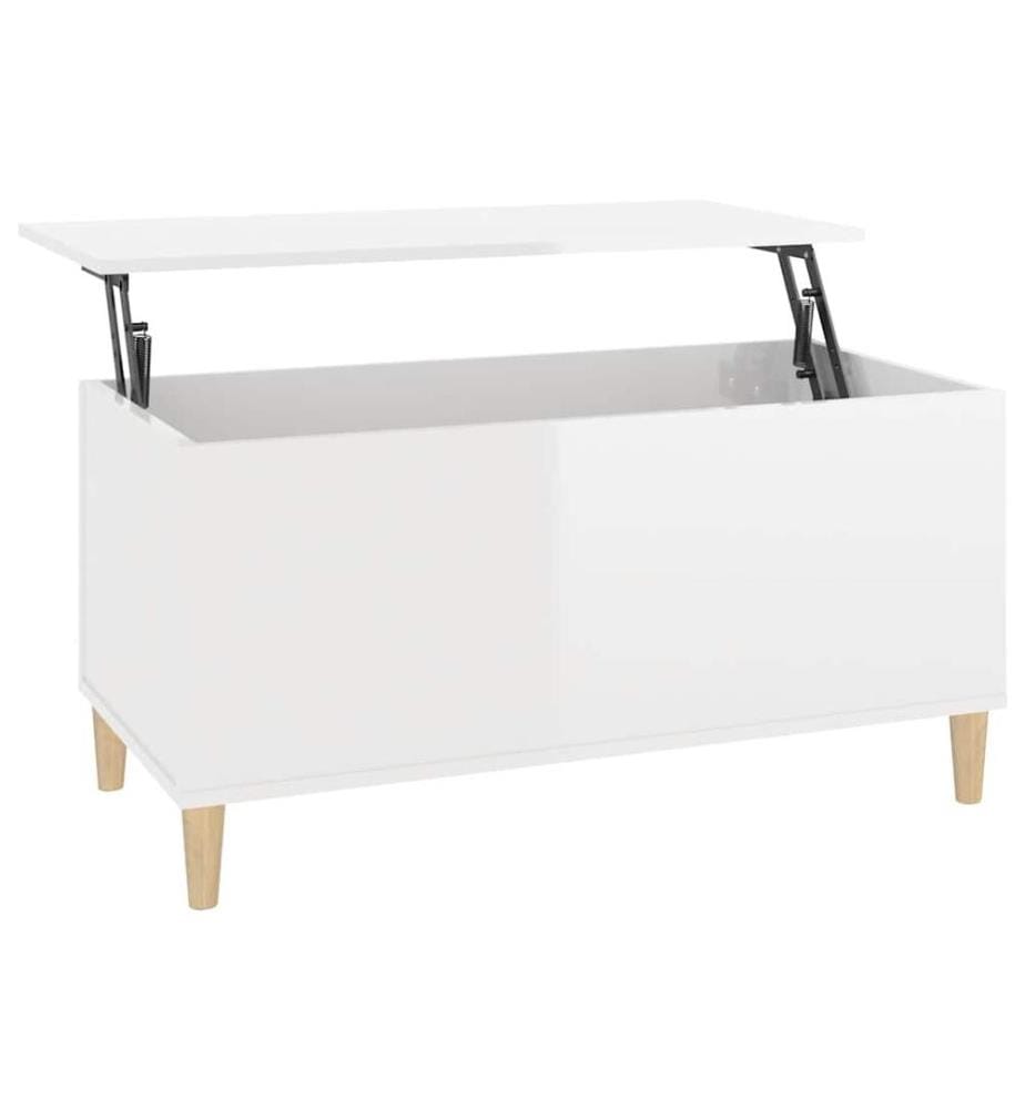Couchtisch Hochglanz-Weiss 90x44,5x45 cm Holzwerkstoff