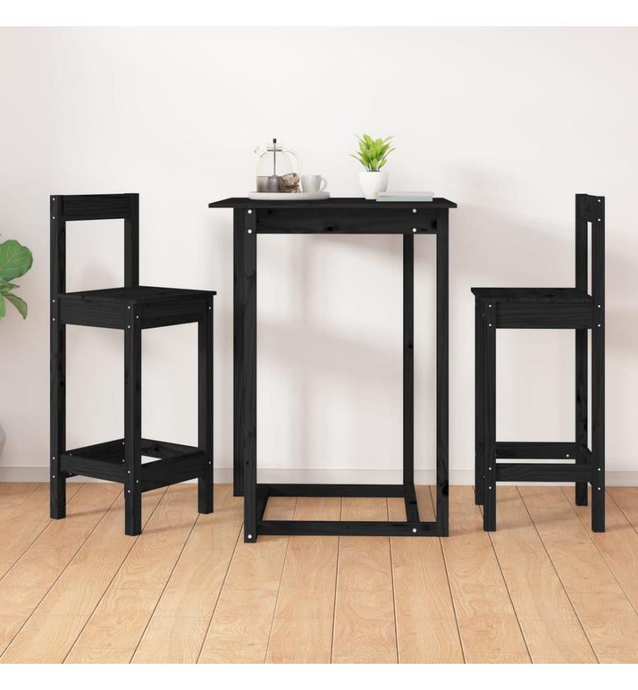 Barstühle 2 Stk. Schwarz 40x41,5x112 cm Massivholz Kiefer