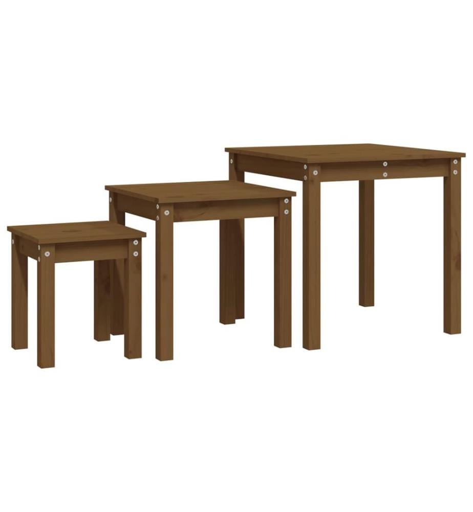 Satztische 3 Stk. Honigbraun Massivholz Kiefer