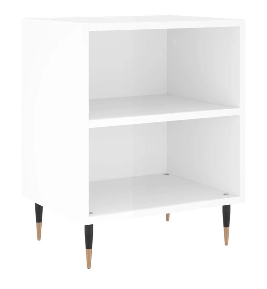 Table de chevet blanc brillant 40x30x50 cm bois d'ingénierie