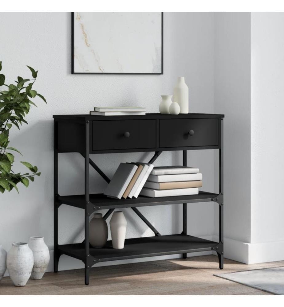 Table console noir 75x34,5x75 cm bois d'ingénierie