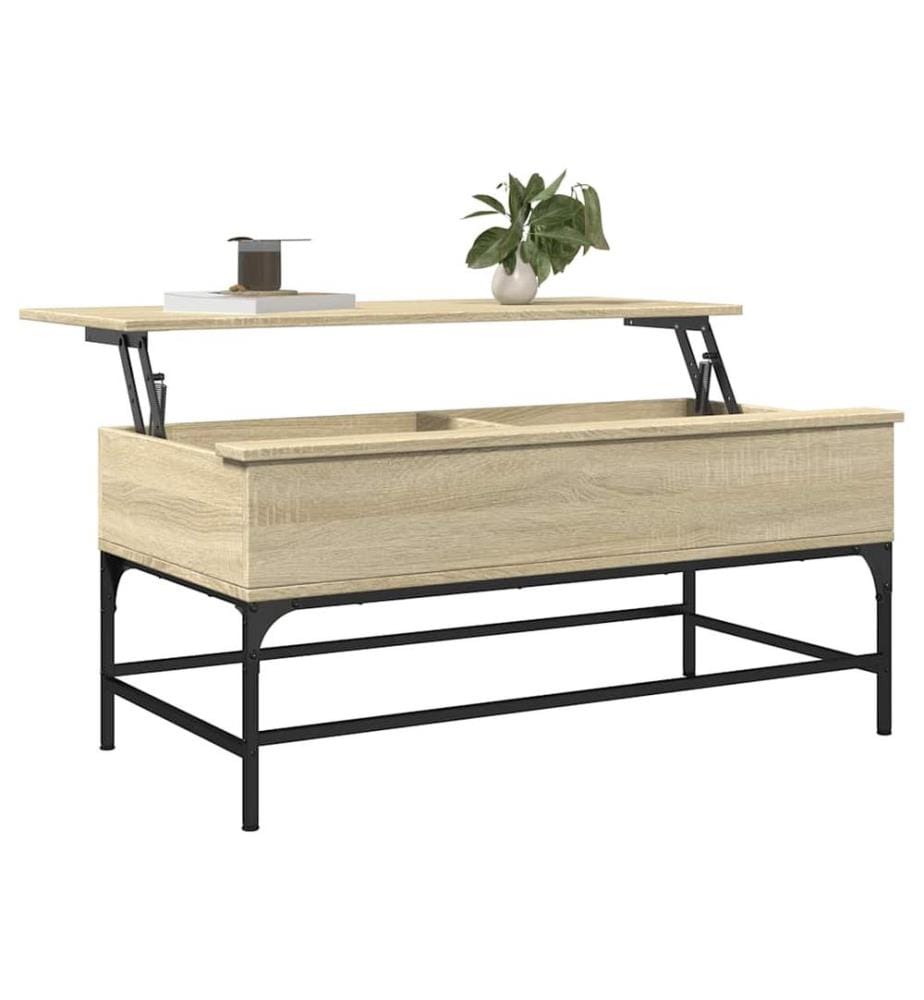 Table basse chêne sonoma 100x50x45cm bois d'ingénierie et métal